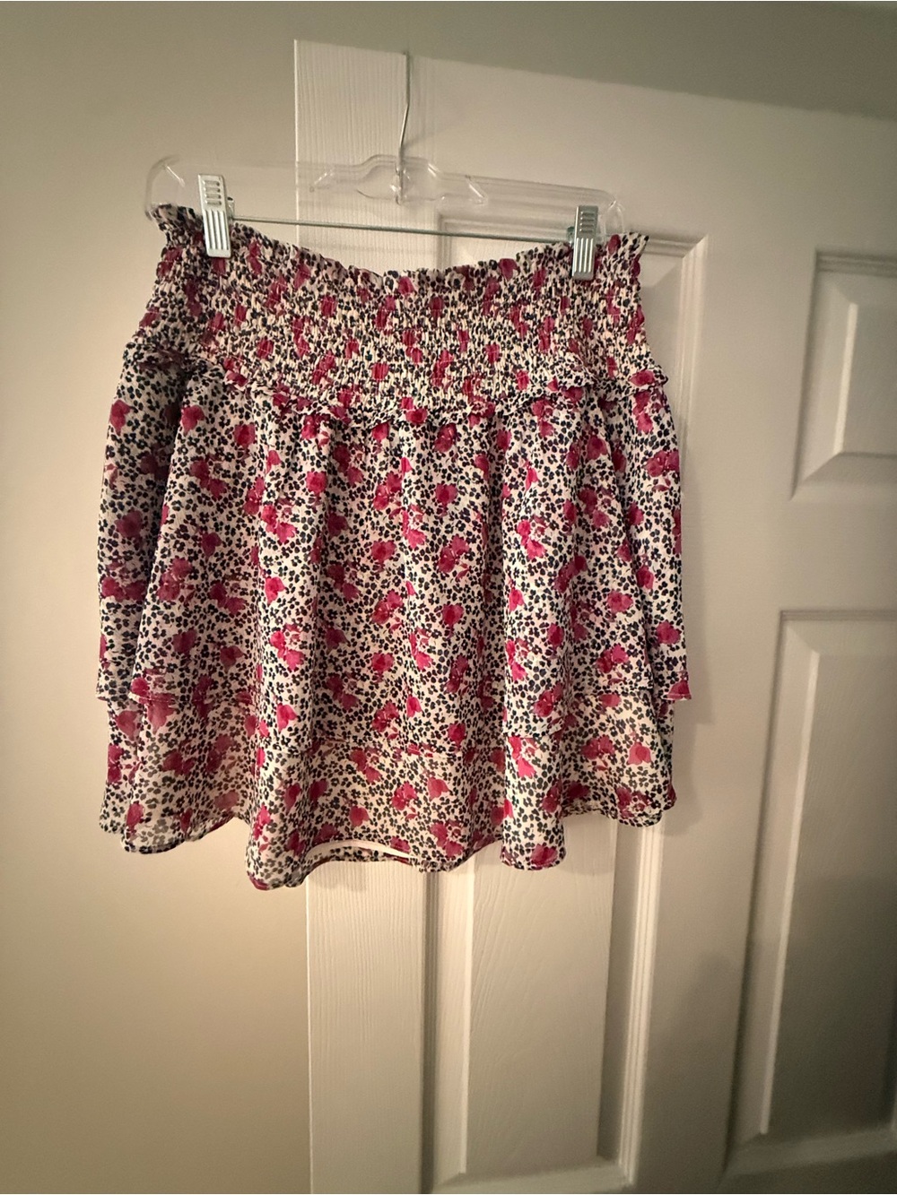 Express Pink Floral Smocked Circle Skirt